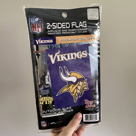 NWT NFL Minnesota Vikings Oversized 2 Sided Outdoor Flag Indoor Banner - Picture 1 of 1